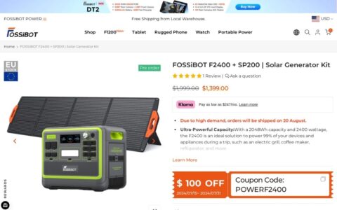 $100 Off Fossibot F2400 Portable Power Station